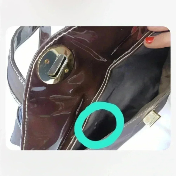 Isaac Mizrahi Brown Patent Leather Shoulder Bag  Purse - Picture 12 of 12